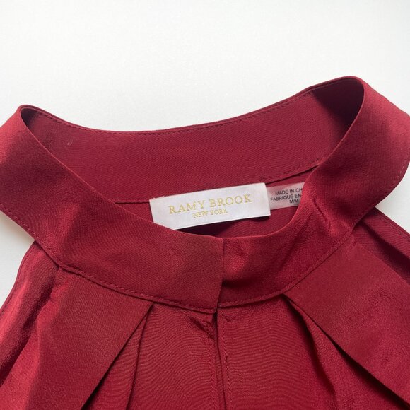 Ramy Brook Martie Cold Shoulder Silk Top Brick Red Size Medium - Picture 4 of 7